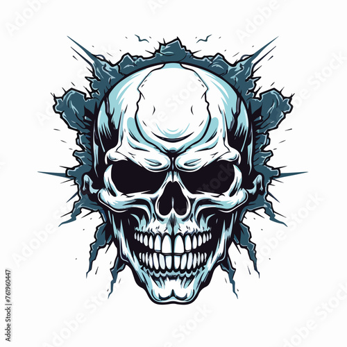 Thunder skull illustration. Vector graphics for t-s