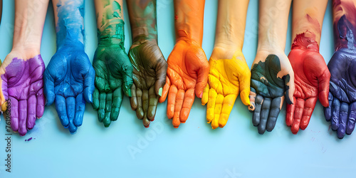 Children's hands painted, photo