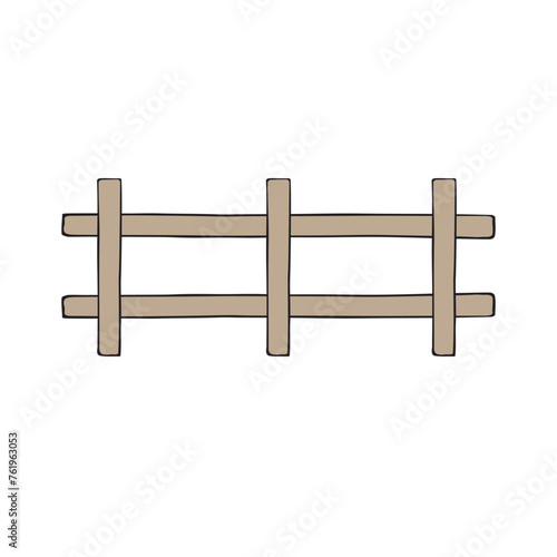 Vector hand drawn doodle sketch colored fence isolated on white background