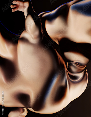 morphing form glowy and waxy avant-garde visual art, deconstruction of liquid metal with human skin 