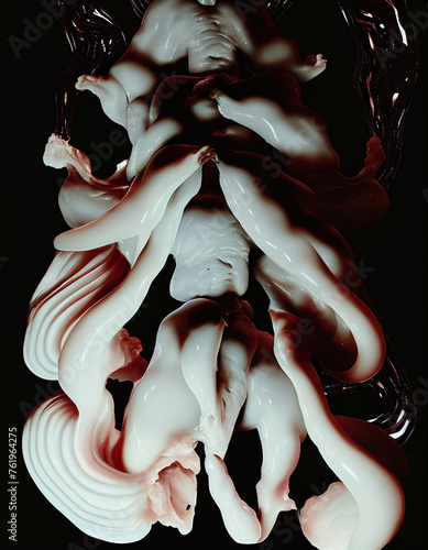 morphing form glowy and waxy avant-garde visual art, dramatic light and shadow composition