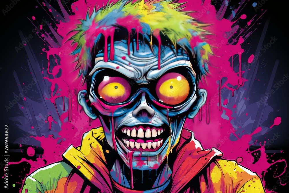 Man With Yellow Eyes and Colorful Hair Man With Yellow Eyes and Colorful Hair