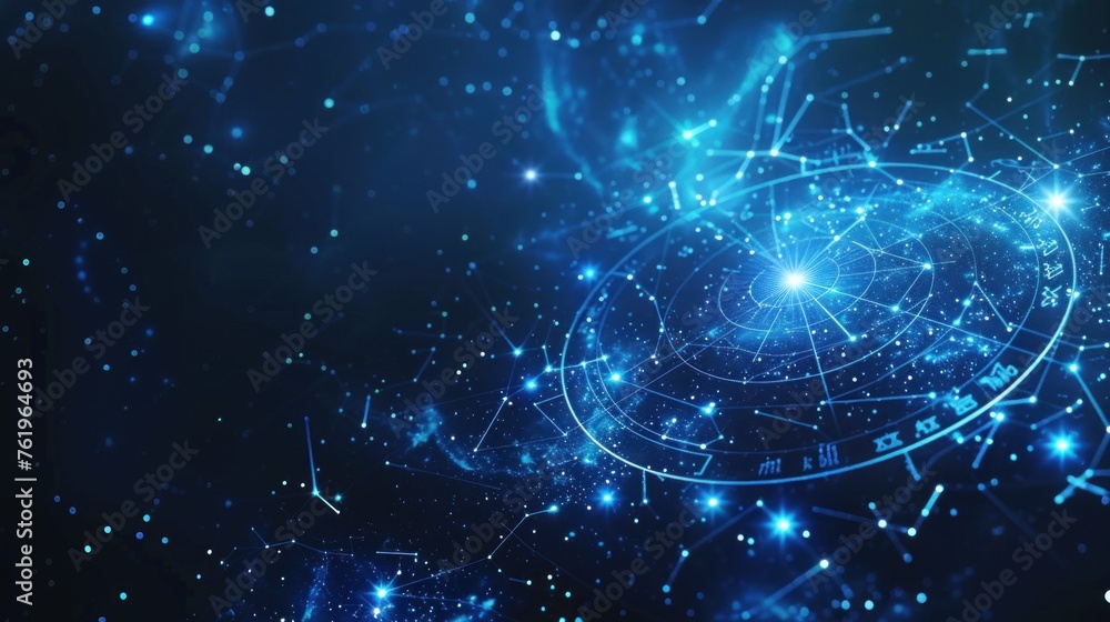 Zodiac signs inside of horoscope circle. Astrology in the sky with many stars and moons astrology and horoscopes concept Zodiac signs inside of horoscope circle. Astrology in the sky with many stars and moons astrology and horoscopes concept