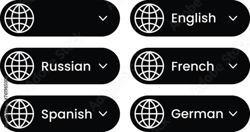 Change language button symbol collection. Vector Illustration.