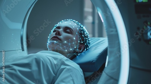 3D hospital brain scan Advanced MRI or CT scan medical diagnosis machine at hospital lab