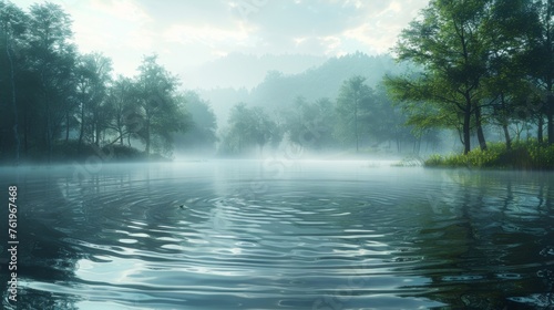 A tranquil scene of a calm body of water with subtle ripples indicating the gentle vibrations of life and nature in perfect harmony.