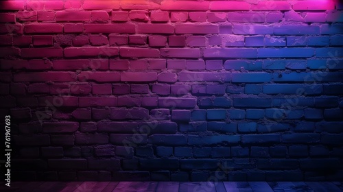 Brick wall  background  neon light