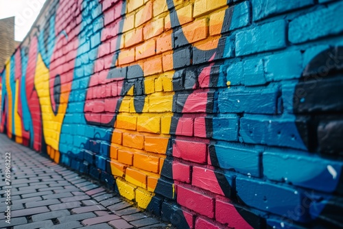 Close-up on multicolored graffiti wall