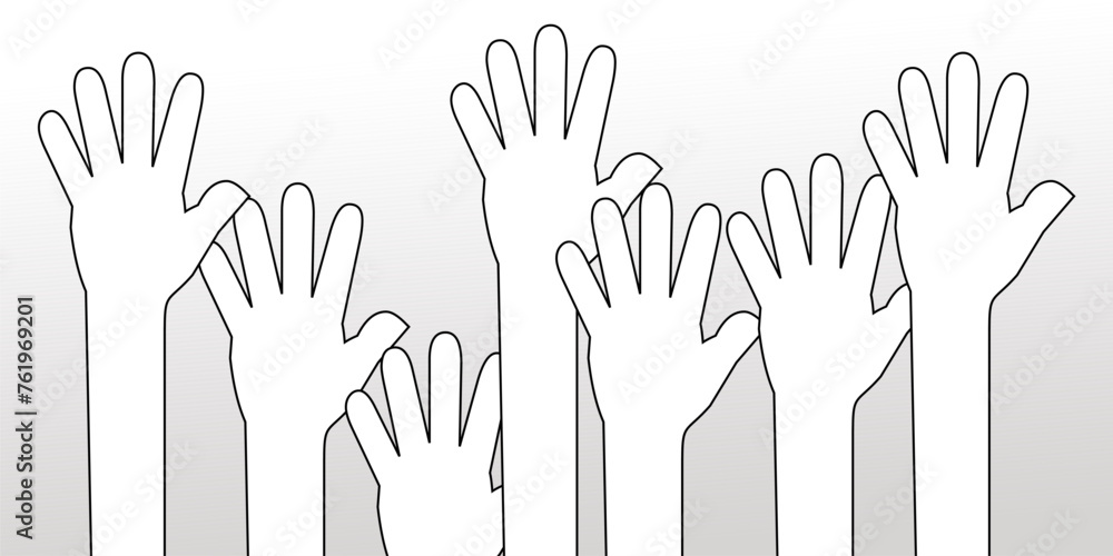 illustration of a group of raised hands