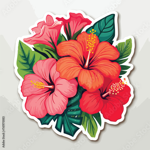 Vibrant tropical flower sticker illustration perfect