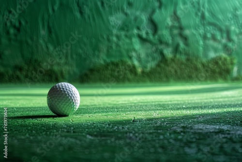 Golf ball near the hole, set against the backdrop of a perfectly grass green.