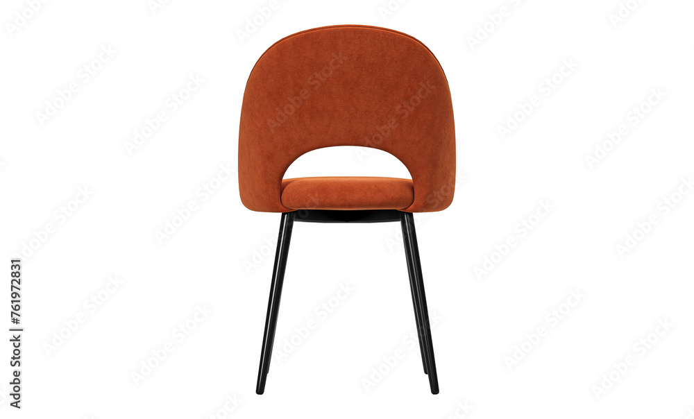 Modern and luxury orange chair with black wood legs isolated on white background. Furniture Collection. Modern and luxury orange chair with black wood legs isolated on white background. Furniture Collection.