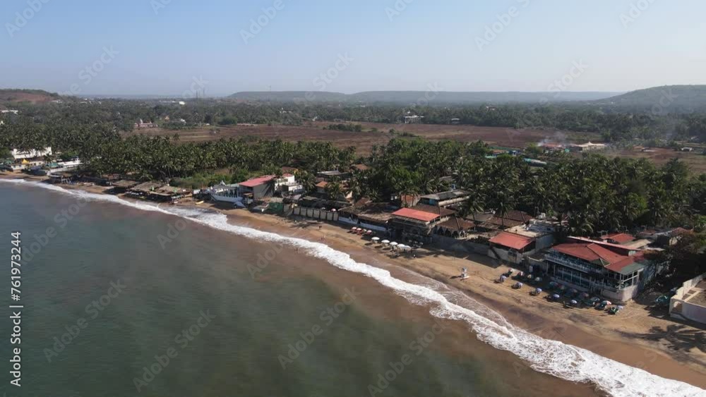An Aerial shot of Anjuna Beach at Goa in India
An Aerial shot of Anjuna Beach at Goa in India