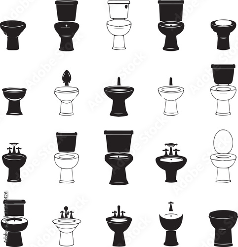 Toilet vector icons set on white background 