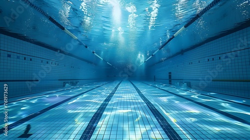 Olympic Swimming pool underwater background. © Lucky Ai