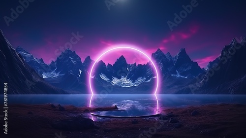 mystical cosmic land abstract background photo