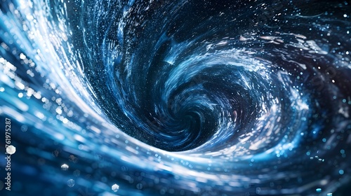 Glowing Vortex in Deep Blue Sea  Abstract Concept of Whirlpool or Portal