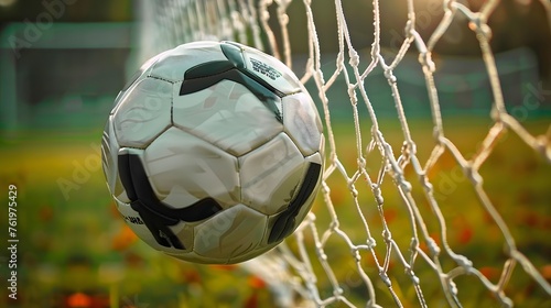 soccer ball in goal photo