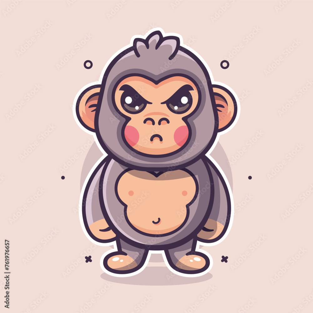 serious gorilla animal character mascot with angry expression isolated cartoon serious gorilla animal character mascot with angry expression isolated cartoon