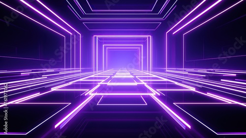 abstract modern hallway background with neon lights