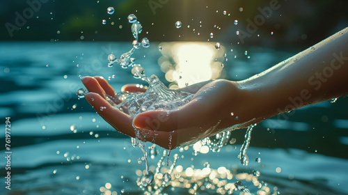 Water pouring on hand