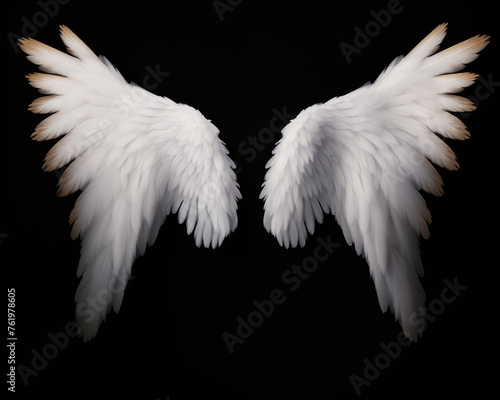 Angel wings isolated on black background