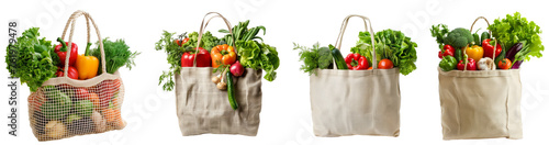 shopping bag with vegetables, PNG set photo