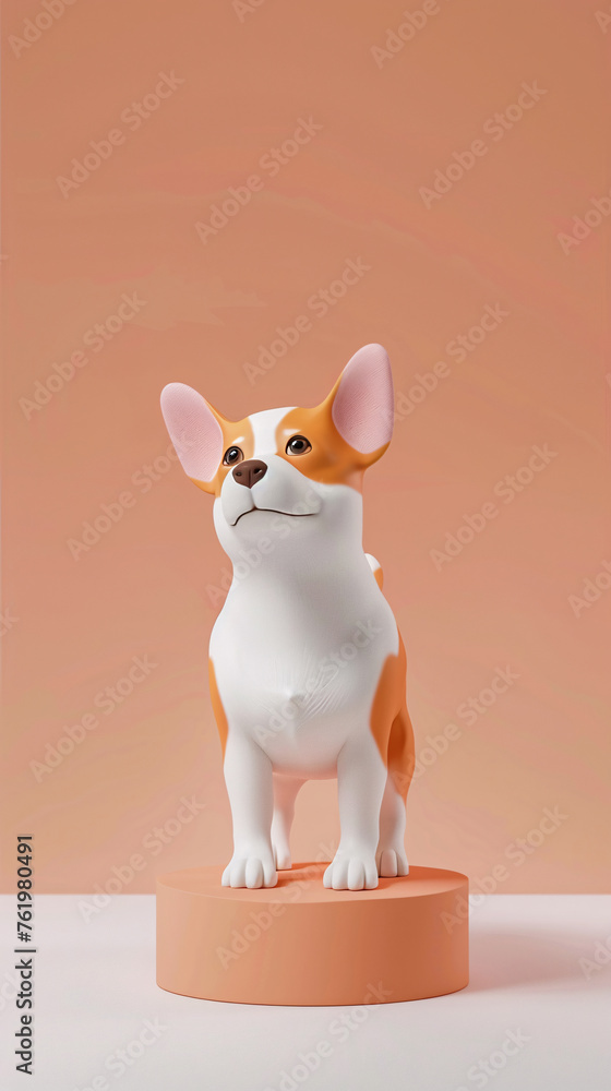 Cute puppy 3D illustration, cute 3D cartoon pet dog