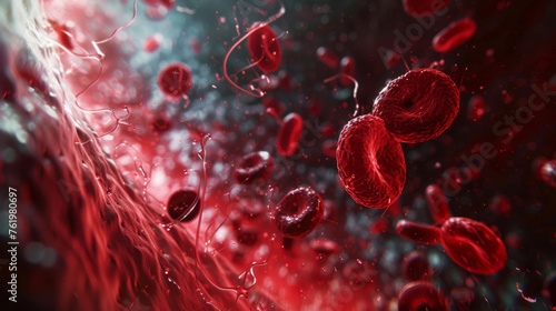 High-resolution imagery showcasing red blood cells traveling through a vein, highlighting the beauty and complexity of human biology.
