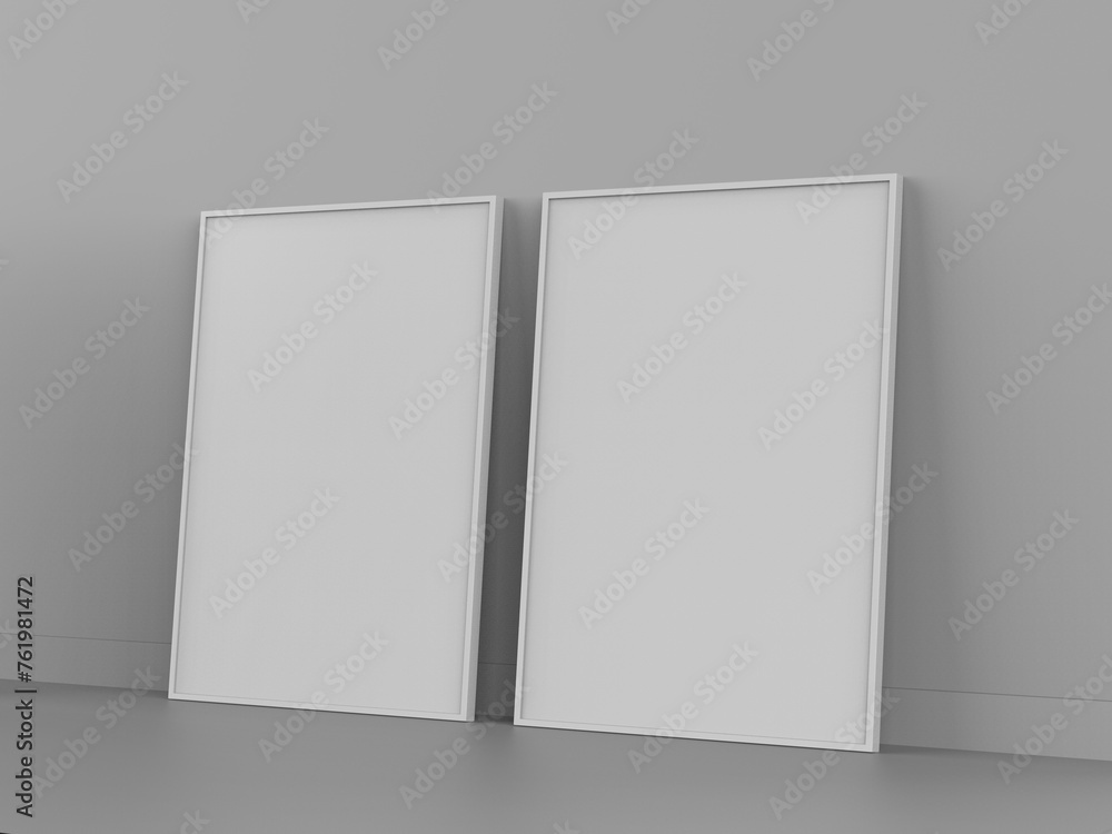 Blank white frame on the wall template, 3d illustration. Blank white frame on the wall template, 3d illustration.