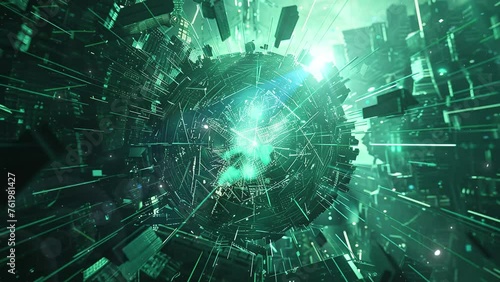cybernetic megacity mystery interdimensional. seamless looping overlay 4k virtual video animation background