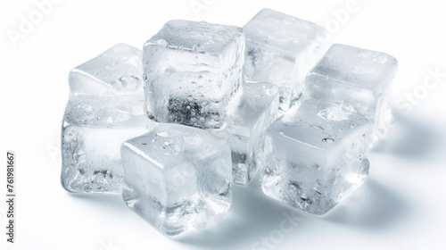 Pile of small ice cubes isolated on white background