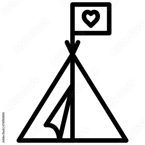 camp icon illustration design with outline