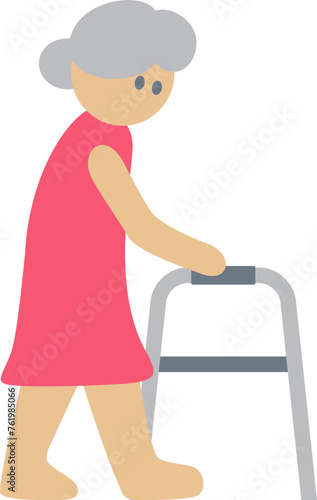 Old woman walking illustration
