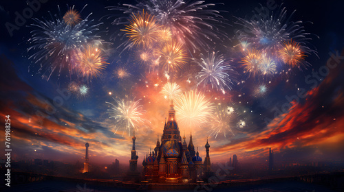 Night Sky Celebration Sparks, Background wallpaper with fireworks. Dynamic background wallpaper for celebrations
