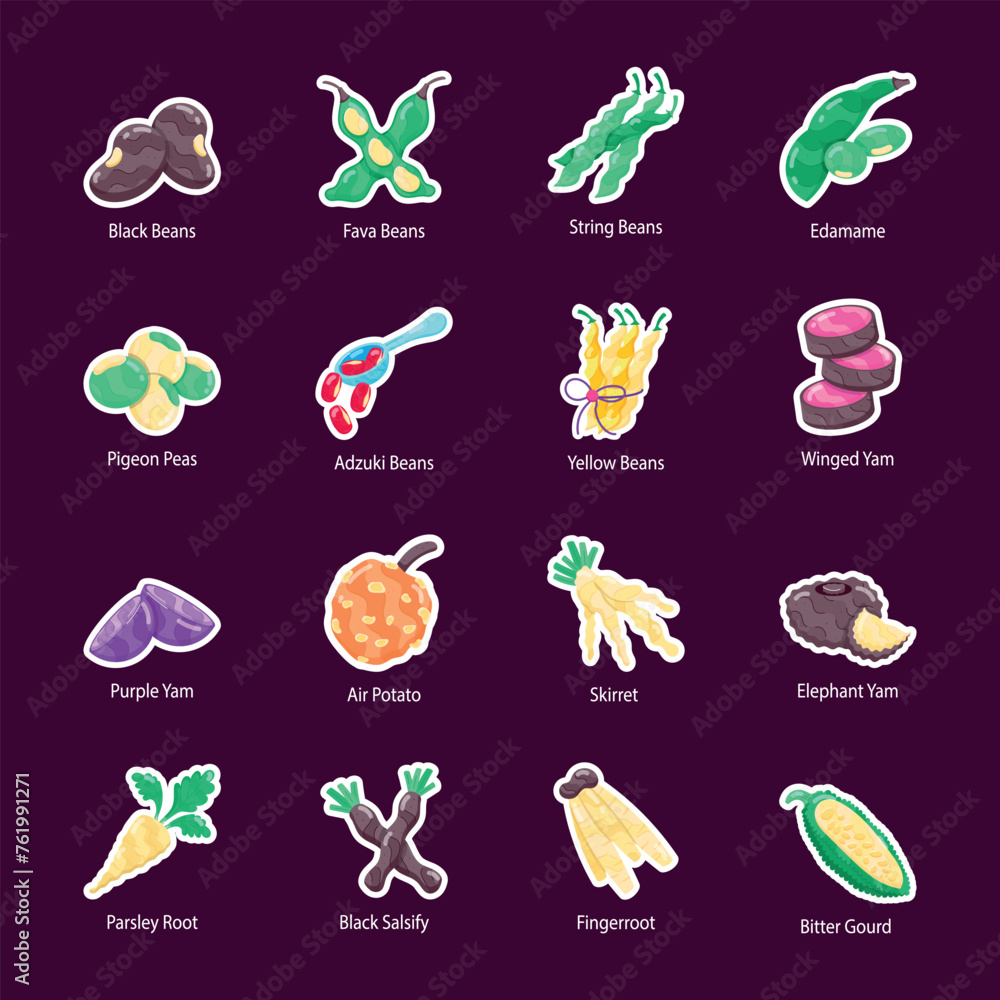 Collection of Beans and Veggies Flat Stickers
Collection of Beans and Veggies Flat Stickers