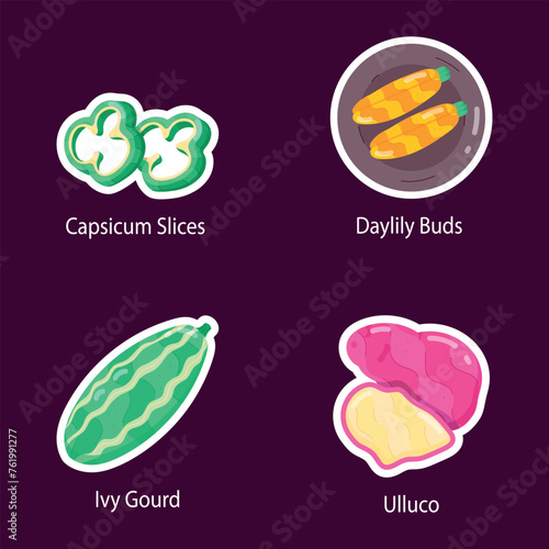 Bundle of Organic Veggies Flat Stickers 


