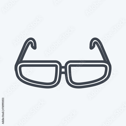 Glasses Icon in trendy line style isolated on soft blue background