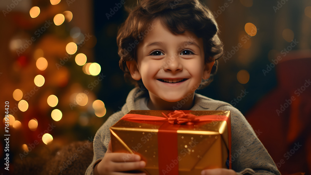 A little boy is all smiles after receiving a gift on Christmas. It's going to be a very happy holiday season. A little boy is all smiles after receiving a gift on Christmas. It's going to be a very happy holiday season.