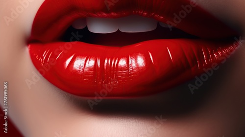 close up of a woman's lips with rosy red lips