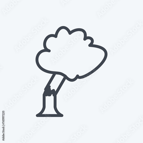 Tree Falling Icon in trendy line style isolated on soft blue background
