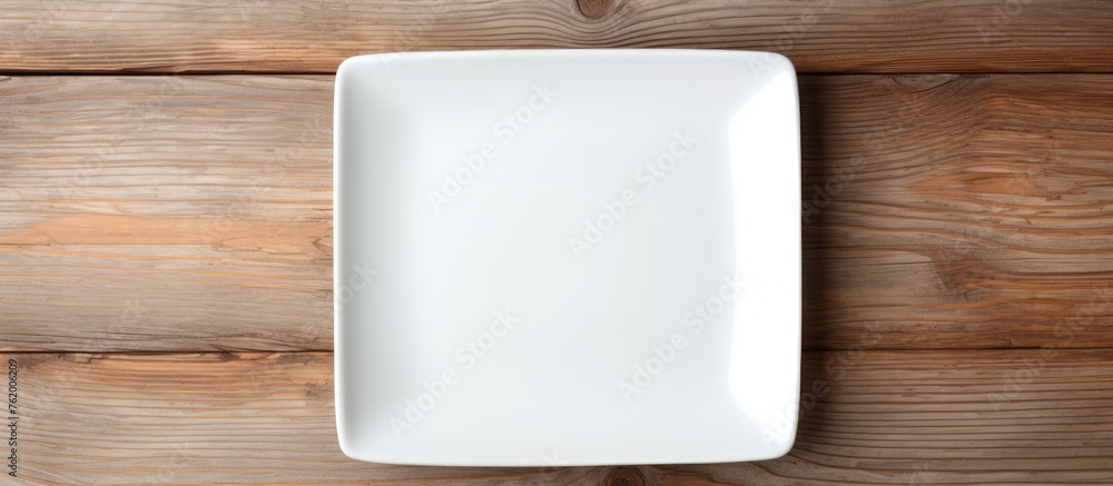 Delicious Gourmet Cuisine: White Plate on Rustic Wooden Background Delicious Gourmet Cuisine: White Plate on Rustic Wooden Background
