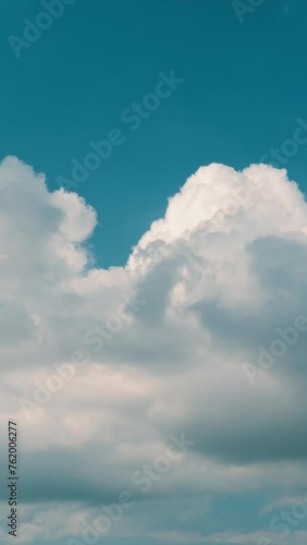 Background Of Light Calm Clouds Changes Shape. Clouds Running Across Blue Sky. Heavenly Cloud Sky Nature Scenery.