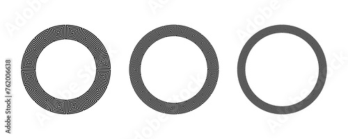 Greek circle frame, decorative border, vintage ornaments with seamless  pattern vector illustration