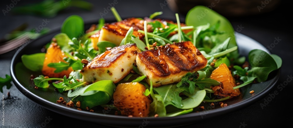 A plate of food with a fork and knife