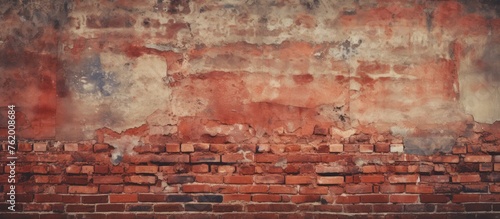 Vintage grunge background with an old red brick wall