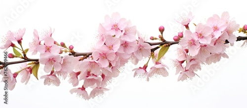 Cherry tree branch pink flowers background