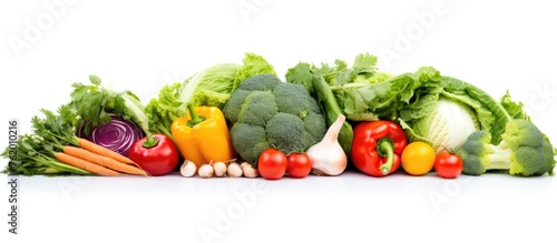 Vibrant Assortment of Organic Fresh Vegetables on a Clean White Background