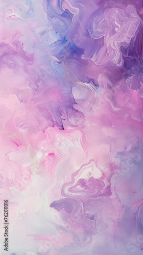 Pastels with glitter pink and white acrylic, styled as swirling vortexes and atmospheric clouds, exude an ethereal aura with light pink and blue hues.