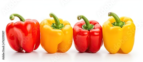 Vibrant Peppers in a Colorful Array on a Clean White Background